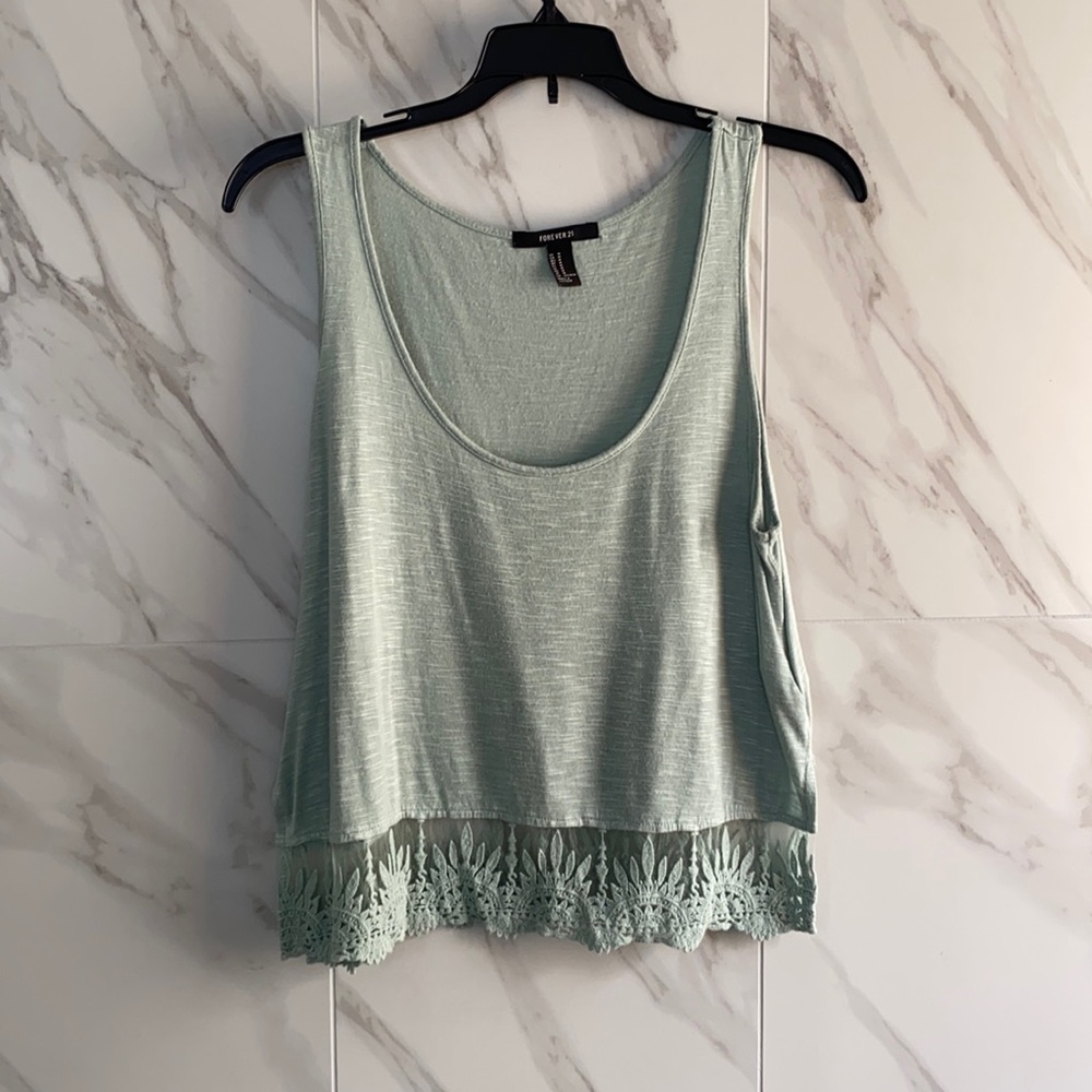mint lace crop top
